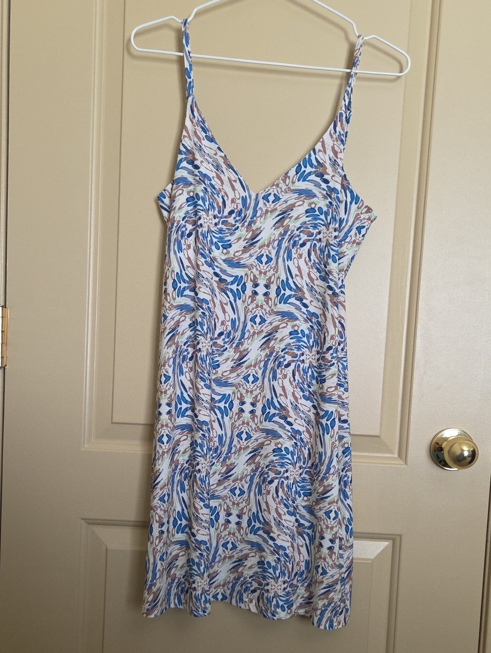Viereck Women's Blue & Cream Swirl Slip Mini Dress